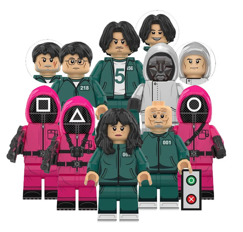 Custom Pop Culture Minifigures Squid Games Characters  Seong Gi-hun aka Player 456, Pink Soldiers, and More